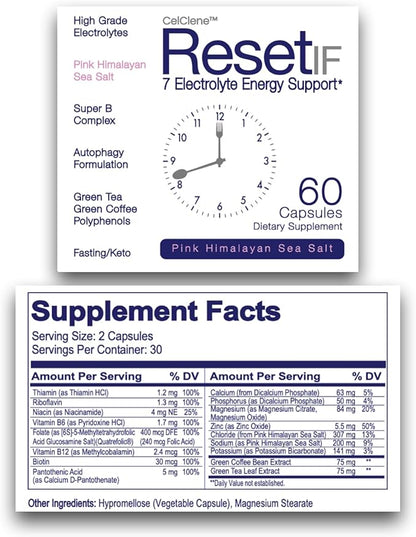 ResetIF, 7 Energy Electrolytes, Methyl B12 & Methly Folate, Green Tea & Green Coffee Extracts, B Complex, Zinc, 72 Trace Minerals