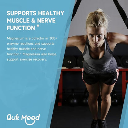 Quitmood Triple Magnesium Complex | 300mg of Magnesium Glycinate, Malate, & Citrate for Muscles, Nerves, & Energy | High Absorption | Vegan, Non-GMO | 90 Capsules