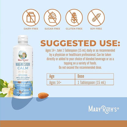 MaryRuth Organics Magnesium Liposomal| Magnesium Supplement | Magnesium Bisglycinate | Muscle & Bone Support | Mood Support Vitamin | Vegan | Non-GMO | Gluten Free | 15.22 Fl Oz | 30 Servings