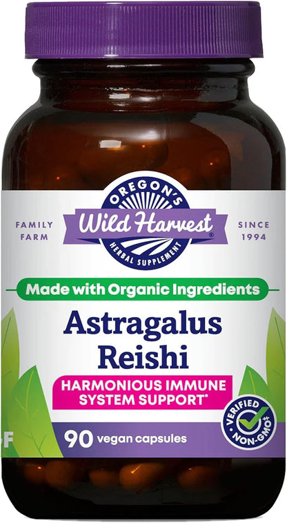 Oregon's Wild Harvest Astragalus Reishi Organic Herbal Supplement, 90 Count