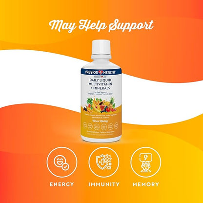 Mega Liquid Multivitamins, Trace Minerals, Amino Acids, Turmeric for Adults, Men, Women, Teens, Kids, Non-GMO, No Soy, No Dairy