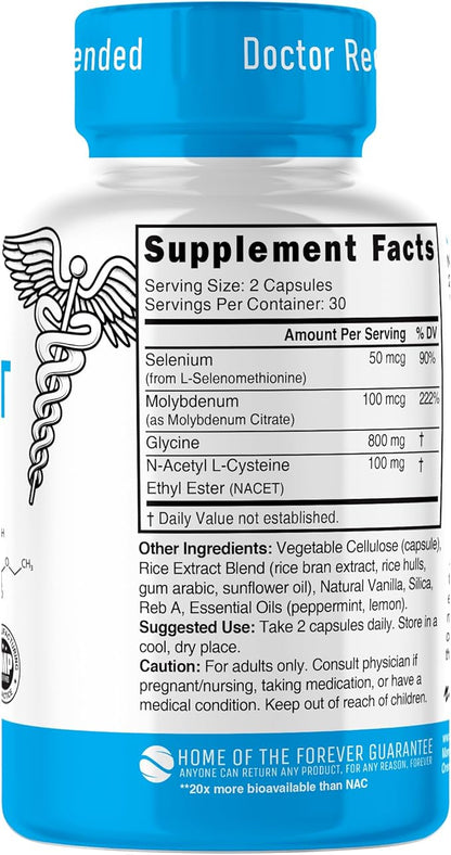 GlyNAC-ET NAC Supplement N-Acetyl Cysteine Ethyl Ester - 20x More Bioavailable Than GlyNAC - Glycine & N-acetylcysteine Ethyl Ester Anti Aging Supplement, Boost Glutathione (60 Capsules)
