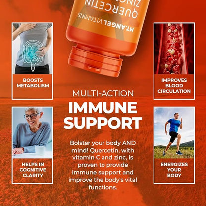 Mt. Angel Vitamins - Zinc Quercetin with Bromelain Supplement – Immune Support & Respiratory Health - Quercetin 500mg Capsules | Zinc 50mg | Vitamin C Capsules | Immune Booster for Adults - 120ct.