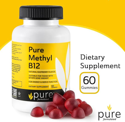 Methyl B12 Vitamin Gummies - Vegan Vitamin B12 Methylcobalamin Gummies for Adults & Kids - Chewable B-12 gummy for Energy & Nerve Function – Gluten-Free, Dairy-Free, Kosher-60 Gummies 1500 mcg