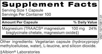 Klaire Labs Magnesium Glycinate Complex - 100 mg Bisglycinate Chelate Blend - High Absorption - Supports Bone Density and Magnesium Levels - Gluten Free & Hypoallergenic (100 Capsules) (Pack of 4)