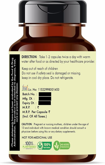 Tulsi Extract 500mg - 60 Vegetarian Capsules | Ocimum Sanctum | | All Natural | 100% Vegan | Gluten-Free | GMP Certified.