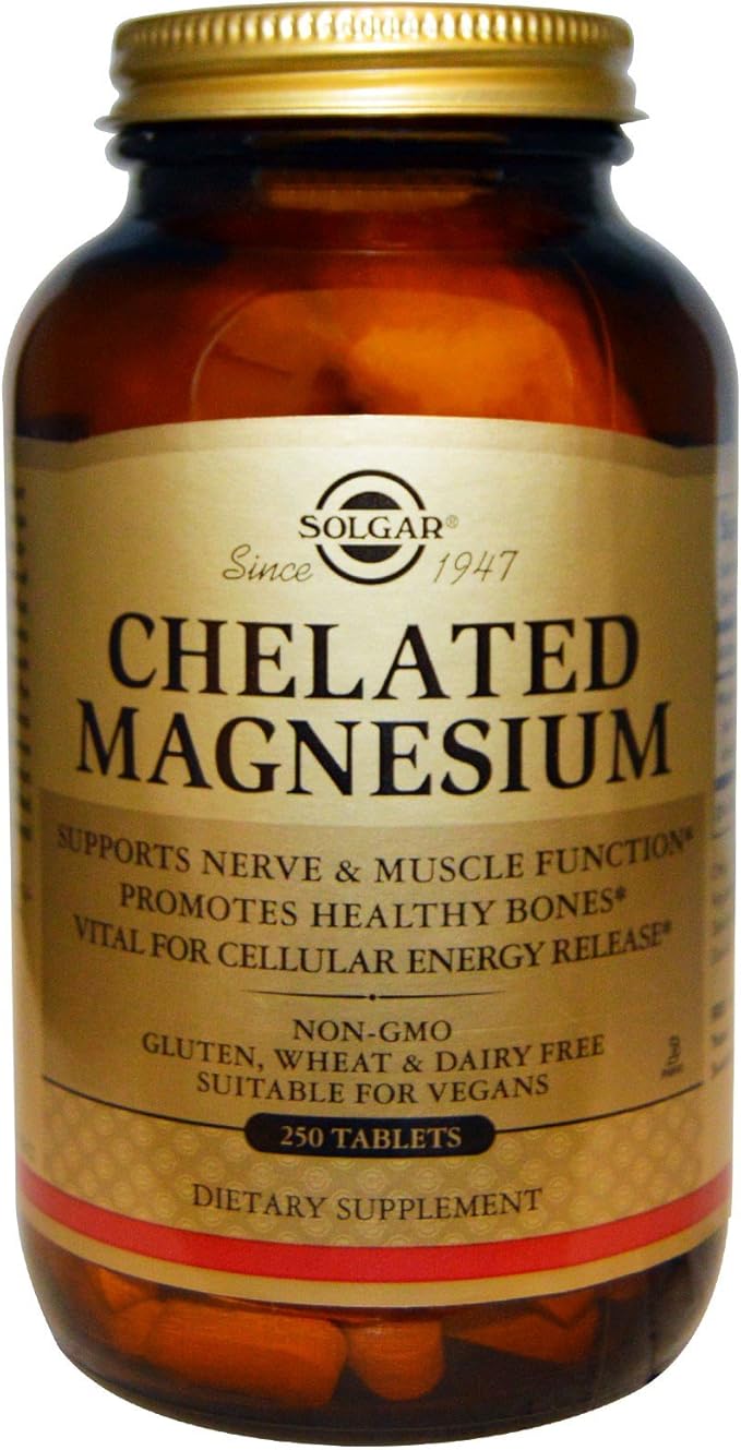 Solgar Chelated Magnesium - 250 Tablets, Pack of 2 - Supports Nerve & Muscle Function - Non-GMO, Vegan, Gluten Free, Dairy Free, Kosher - Approx. 124 Servings