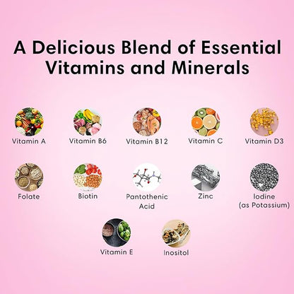 FLEUR Bloom & Glow Hair Skin and Nails Gummies, Hair Growth Supplement with Biotin & Inositol, Antioxidant Rich Vitamin A, C & E Gummies for Skin and Nail Repair, Sugar-Free, 60 Vegan Gummies