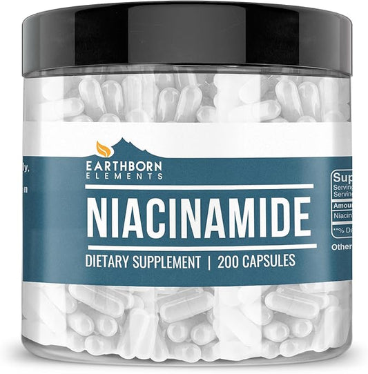 Earthborn Elements Niacinamide (Vitamin B3), Capsules, No Magnesium Fillers, No Flush