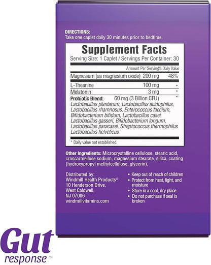 Sleep Probiotic for Men & Women, Slows Down Digestive Aging, Supports Sleep and Recovery, Promotes Healthy Gut, Vegan, Gluten Free & Soy Free, 3 Billion CFU, 30 Caplets