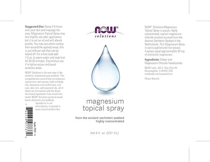 NOW Solutions, Magnesium Topical Spray, from The Ancient Zechstein Seabed, Highly Concentrated, 8 Fl Oz (Pack of 2)