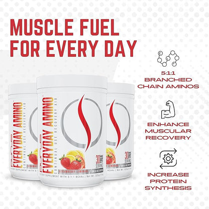 Purus Labs Everyday Amino BCAA Powder | Amino Acids for Muscle Hydration & Recovery | Sugar Free & Gluten Free | 30 Servings (Strawberry Lemonade)