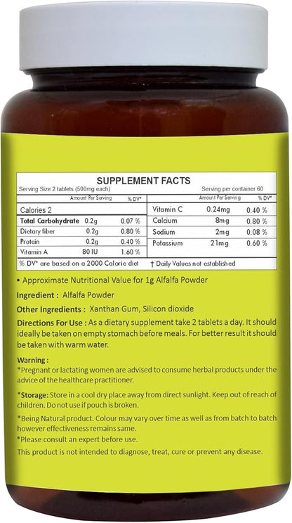 HERBAL HILLS Alfalfa Tablet and Arjuna Capsules Bark Extract Pack of 2 Combo