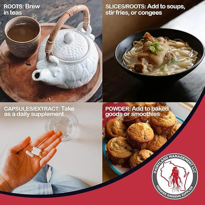 Dairyland American Ginseng Powder 16 oz and Capsules 150 ct of Wisconsin Ginseng – Direct from Farmer to Consumer 西洋参