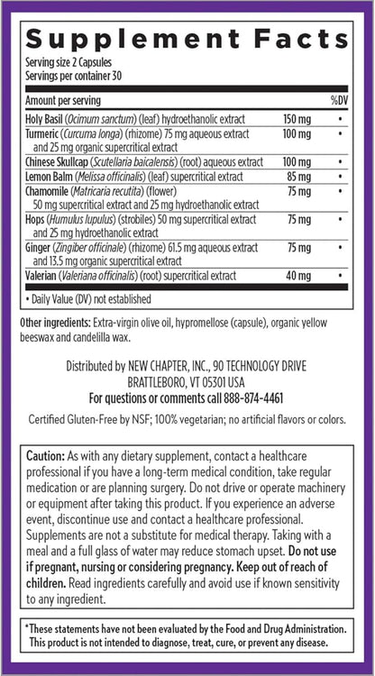 New Chapter Sleep Aid – Zyflamend Nighttime for Sleep Support with Turmeric + Valerian Root + Lemon Balm + Holy Basil, Vegetarian Capsules, 60 Count