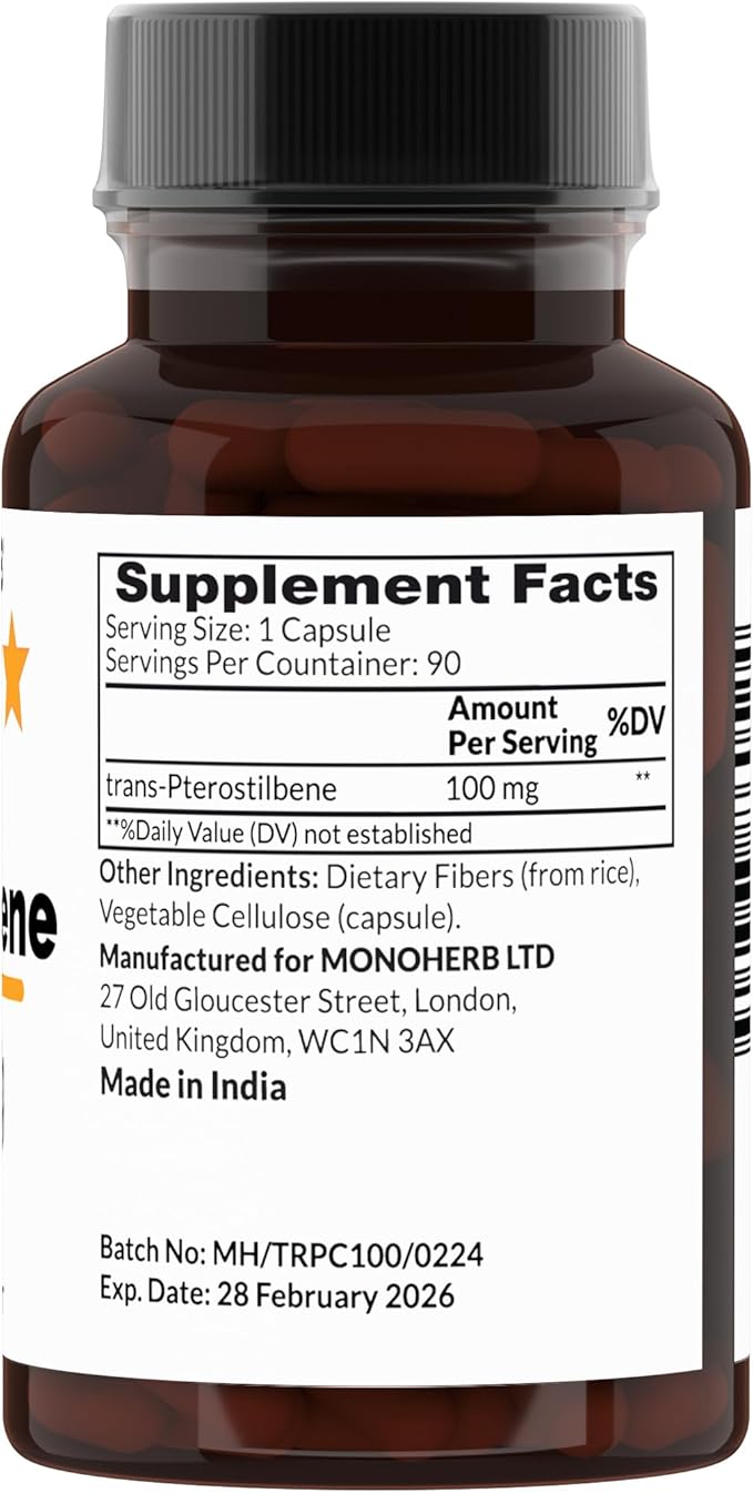 Trans-Pterostilbene 100 mg per Capsule - 90 Vegetarian Capsules