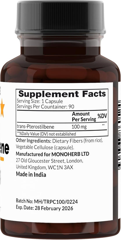 Trans-Pterostilbene 100 mg per Capsule - 90 Vegetarian Capsules