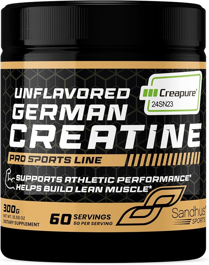 Sandhu's Creapure German Creatine Monohydrate Powder Supplements for Men & Women, Unflavored, 60 Servings, 10.58 Oz, Sport Supplement Supports Lean Muscle Building