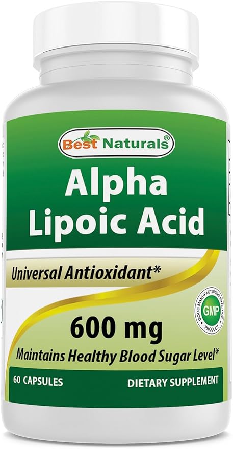 Best Naturals Alpha Lipoic Acid 600 mg 60 Capsules - ALA Powerful Antioxidant (60 Count (Pack of 1))