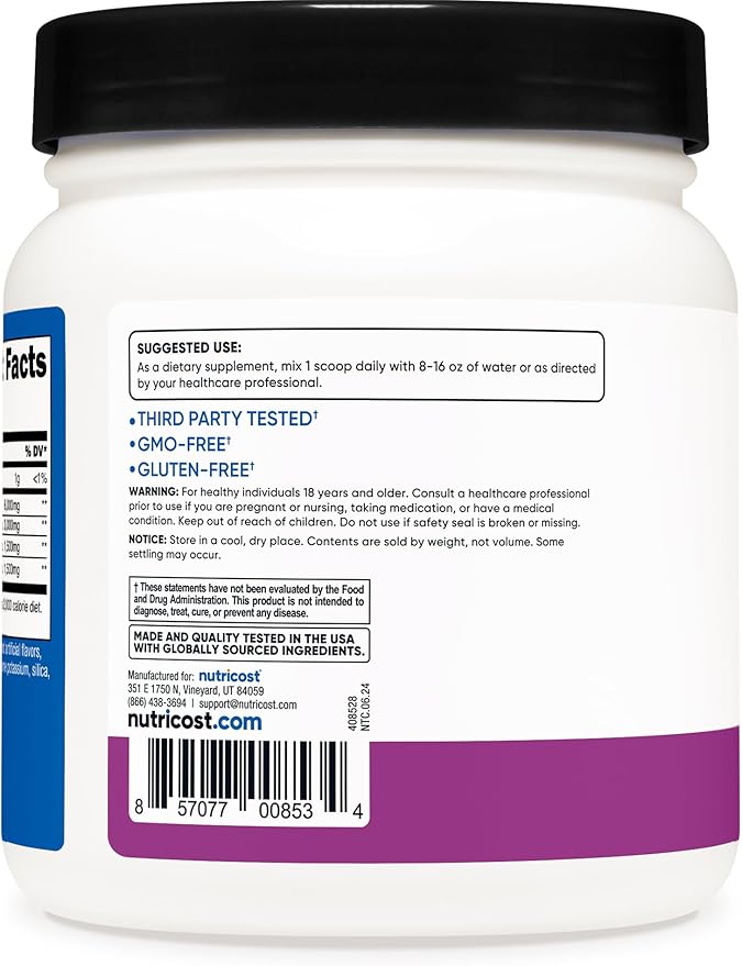 Nutricost BCAA Powder (Grape, 60 Servings) - Optimal 2:1:1 Ratio, Vegetarian Friendly, Non-GMO, Gluten Free