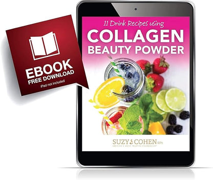 Collagen Beauty Powder™ By Suzy Cohen (3.3 oz) Anti Aging Hydrolyzed Protein Collagen Powder Type I and III for Supple Skin, Shiny Hair & Strong Nails- Unflavored Powder Drink with Verisol- Made in US