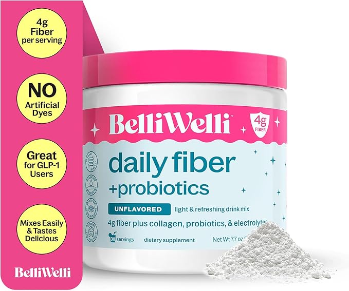 Unflavored Daily Fiber Supplement Powder with Collagen, Probiotics & Electrolytes | Supports Digestive Health, Gut Balance & Debloating, Sugar Free | 30 Servings