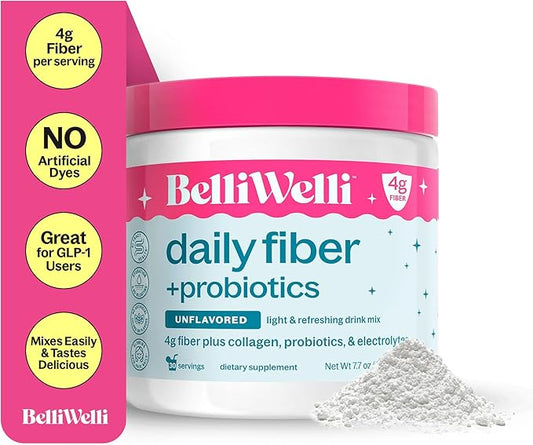 Unflavored Daily Fiber Supplement Powder with Collagen, Probiotics & Electrolytes | Supports Digestive Health, Gut Balance & Debloating, Sugar Free | 30 Servings