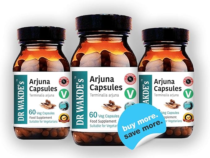DR WAKDE's Arjuna Capsules (Terminalia arjuna) | 60 Veg Caps | Ayurvedic Supplement | Vegan | 100% Herbal | Quantity Discounts | Same Day Dispatch