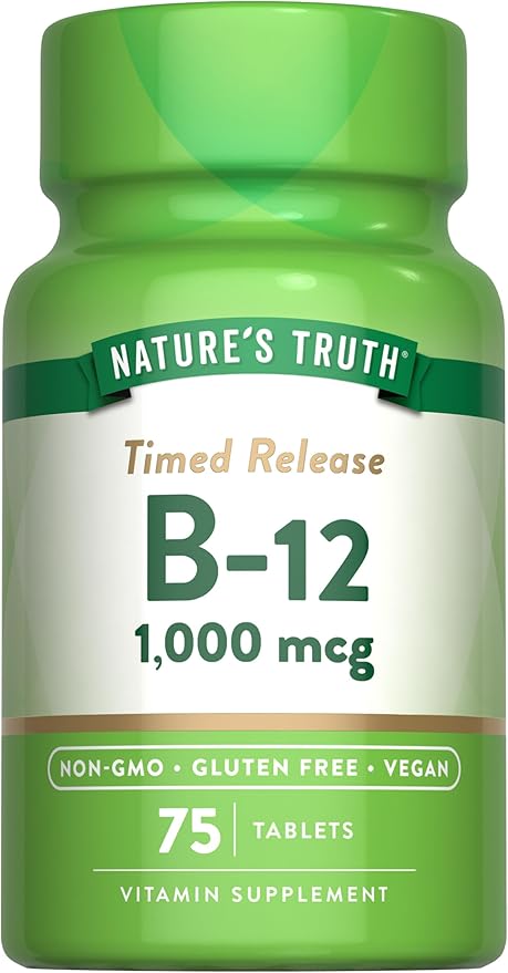 Nature's Truth Vitamin B12 1000 mcg | 75 Timed Release Tablets | Vegan, Non-GMO & Gluten Free Supplement