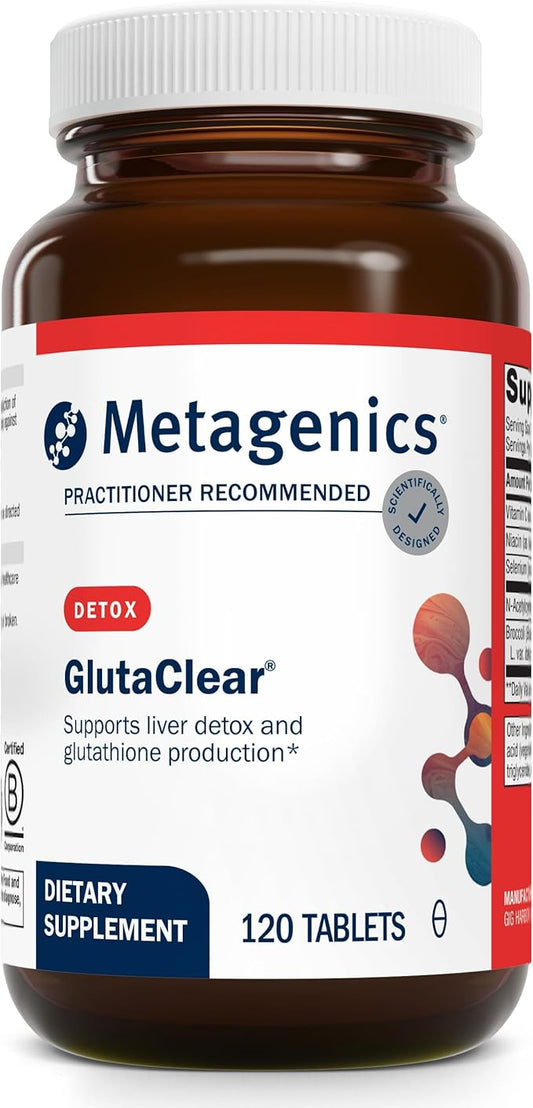 Metagenics GlutaClear - Advanced Glutathione Support* - 750 mg Niacin - Potent Antioxidant Support* - with Broccoli Seed Extract & Vitamin C - Non-GMO & Gluten Free - 120 Tablets