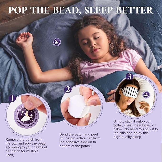 Sleep Patches for Adults and Kids, Goodnight Sleep Oil Bead Patches (30 PCS, Serving Up to 120 Nights), Upgraded Sweet Dream Formula with 100% Natural Plant Ingredients