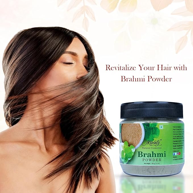 100% Natural Brahmi Powder | (100 gms) Pure Bacopa Monnieri Powder Herbal Supplement | Brahmi Powder for Hair Growth | Bacopa Powder Ayurvedic Support for Healthy Hair | Herbal Hair Mix
