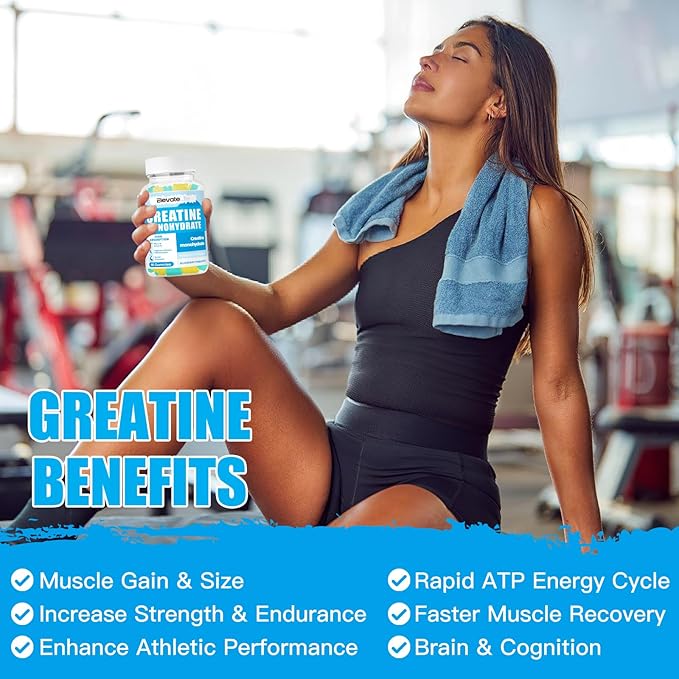 Creatine Monohydrate Gummies 5000mg for Men & Women, Chewables Creatine Monohydrate for Muscle Strength, Muscle Builder, Energy Boost, Pre-Workout Supplement(90 Count)-Blueberry Pineapple
