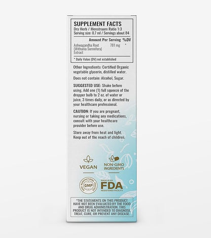 HERBAMAMA Ashwagandha Liquid Drops - Vegan Ashwagandha Root Extract for Calm & Mood Support - Non-GMO, Alcohol & Sugar-Free Calming Supplement for Adults, 28-Day Supply