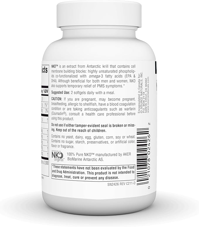 Source Naturals NKO Neptune Krill Oi, Supports Heart Health and Cell Membrane Integrity*, 500mg - 120 Softgels