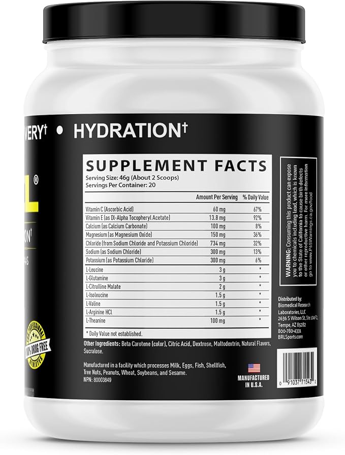 3-in-1 Endurance and Recovery, Hydration, BCAA, Electrolyte Enhanced Drink (Lemon Lime)