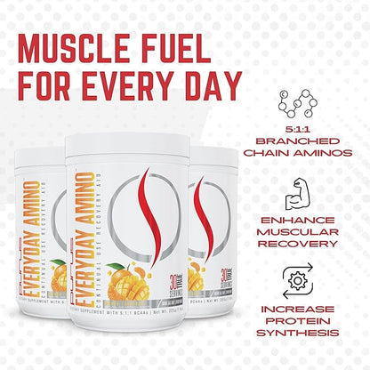 Purus Labs Everyday Amino BCAA Powder | Amino Acids for Muscle Hydration & Recovery | Sugar Free & Gluten Free | 30 Servings (Fresh Mango Tangerine)