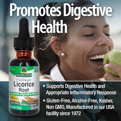 Nature's Answer Licorice Root | Herbal Supplement | Supports Digestive Health | Non-GMO & Kosher | Alcohol-Free, Gluten-Free & Vegan 1oz