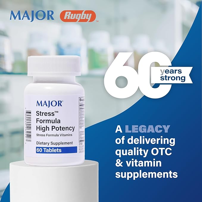 Major Stress Formula - High Potency Stress Formula Vitamins - Dietary Supplement - 60 Tablets (1 Pack)