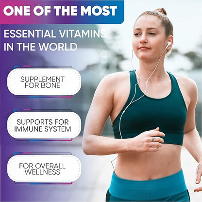 Vitamin D3 High Potency 5000 IU (125 mcg), Bone, Teeth, Muscle & Immune Health Support, Non-GMO, Gluten-Free, 2 Month Supply in Rapid-Release High Absorption Vitamin D, Easy to Swallow, 60 Softgels
