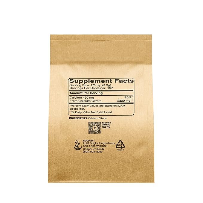 Pure Original Ingredients Calcium Bundle (1lb) Calcium Chloride, Calcium Citrate, Calcium Lactate