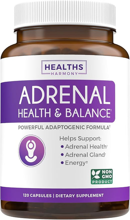 Adrenal & Ashwagandha (1-Month Supply) Calm & Energize Bundle - Adrenal Support with L-Tyrosine (120 Capsules) & USDA Organic Ashwagandha 1350mg Ashwagandha Root Powder per Serve (60 Capsules)