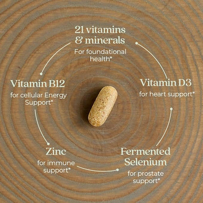 New Chapter Men's Multivitamin for Immune, Stress, Heart + Energy Support with Fermented Nutrients - Every Man's One Daily, Made with Organic Vegetables & Herbs, Non-GMO, Gluten Free - 48 ct