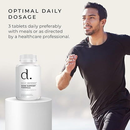Calcium Supplements for Women & Men - Daily Defense Bone Support Formula with Calcium 1000mg, Magnesium, L-Lysine HCl, & More - for Better Flexibility & Mobility - 90 Easy to Swallow Calcium Tablets