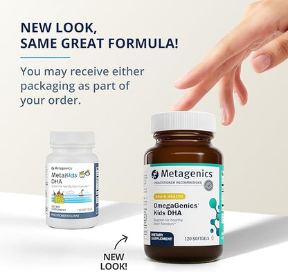 Metagenics MetaKids DHA - Kids DHA & EPA Supplement - for Brain Health & Support* - Immune Support* - from Calamari Oil - Natural Fruit Flavor - 120 Softgels