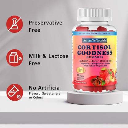 2 Packs Cortisol Supplement Gummies, 17-in-1 Cortisol Detox w. Magnesium Glycinate 400mg Ashwagandha, L-Theanine, Phosphatidylserine, Hormone Balanced for Women, Mood Focus, Sleep Support