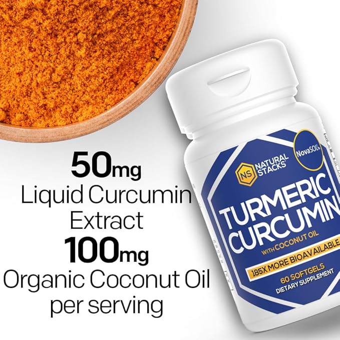Turmeric Curcumin Supplement - Organic Turmeric Supplement with Coconut Oil for Optimal Absorption - Supports Joint Health, Heart and Brain Function, Immunity - 60 Coconut Oil SoftGels