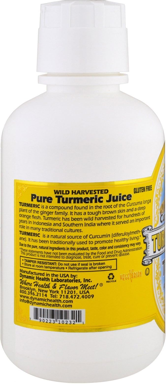 Dynamic Health Turmeric Gold, Turmeric 100% Juice, No Additives, Joint Support, Vegan, Gluten Free, Non-GMO, 16 oz