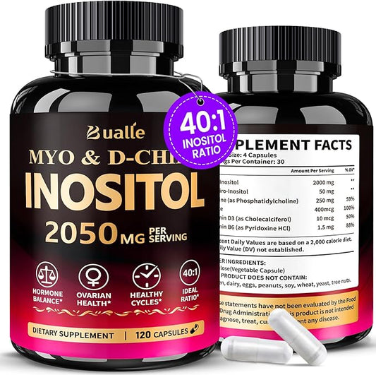 Premium Myo-Inositol & D-Chiro Inositol Supplement | Hormonal Balance & Healthy Ovarian Function Support for Women | Ideal 40:1 Ratio,2,050mg Per Serving, 120 Veggie Capsules-–with Folate, Vitamin D3