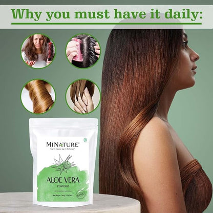 minature Aloe Vera Powder | Aloe Barbadensis | Vegan Non GMO| Pure & Natural with NO Chemical | Made in India| Skin 7 Hair Care| | 454 g / 16 Oz